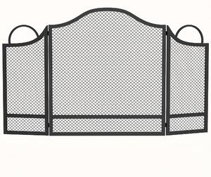 DecHome Parascintille Camino Pieghevole a 3 Pannelli in Metallo Verniciato 122x1x74 cm colore Nero
