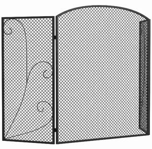 DecHome Parascintille Camino Pieghevole a 3 Pannelli in Metallo Verniciato 133x1x77 cm colore Nero