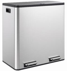 DecHome Pattumiera Differenziata a Pedale 2 Scomparti 30 Litri in Acciaio Inox con Secchi Estraibili e Chiusura Ammortizzata colore Argento