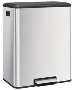 DecHome Pattumiera Differenziata a Pedale 2 Scomparti 30 Litri in Acciaio Inox con Secchi Estraibili e Coperchio Soft-Close colore Argento
