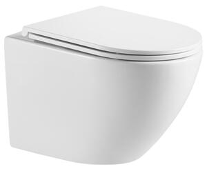 Invena Limnos vaso wc con copriwater a discesa lenta sospeso senza brida con scarico a vortice bianco lucida CE-93-001