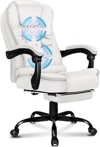 Sedia da ufficio ergonomica bianca con funzione massaggio e poggiatesta