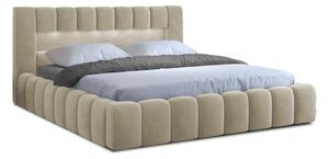 Letto matrimoniale imbottito beige con contenitore con rete inclusa 160x200 cm Lamica – ELTAP
