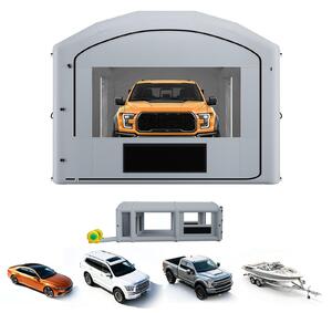 Cabina di verniciatura gonfiabile - Cabina di verniciatura a spruzzo, tenda per verniciatura, dimensioni 9 x 4,8 x 3,6 m - Dotata di 2 ventilatori da 750 W e 950 W - Filtro a carbone attivo - Area spogliatoio - Finestre in PVC - Portatile - Grigia