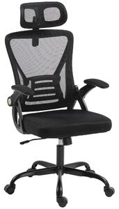 Icon Space Sedia da Ufficio Ergonomica con Braccioli Ribaltabili Poggiatesta e Altezza Regolabili in Rete Traspirante colore Nero