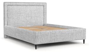 Letto matrimoniale imbottito grigio chiaro con spazio contenitivo e rete 180x200 cm Baleine - Maison de Rêve