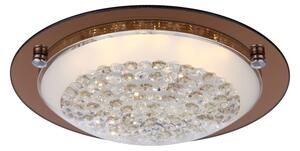 Globo Lighting plafoniera in metallo ambra, bianco, vetro opalino, cristalli K5 chiari, bordo a specchio, ø: 315mm, H: 90mm, incl. LED 12W 230V, sorgente 1237lm, potenza 1040lm, 3100K