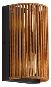 Lampada da parete Japandi arancione con nero e corda IP44 - Jayla