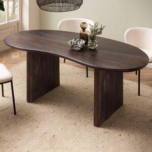 Tavolo da pranzo WOHNLING 180x90x75 cm in legno massiccio di acacia tavolo da pranzo marrone scuro tavolo da cucina retrò tavolo in legno massiccio a forma di rene tavolo da pranzo sala da pranzo grande tavolo da pranzo