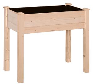 Outsunny Fioriera Rialzata in Legno, Orto Rialzato su Piedistallo, Fori di Drenaggio, Tessuto non tessuto, 86x46x76 legno naturale | Aosom Italy