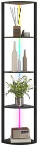 HOMCOM Lampada da Terra a Colonna con 5 Ripiani e Illuminazione a LED, 42x29,5x163 cm, Nero | Aosom Italy
