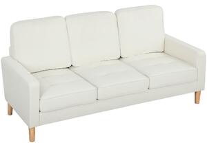 HOMCOM Divano a 3 posti con Cuscini, Rivestito in tessuto, 185x79x82 cm, Bianco crema | Aosom Italy