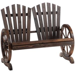 Outsunny Panchina da Giardino in Legno Stile Country con Braccioli a Ruota, 108x66x95cm, Colore Legno|Aosom
