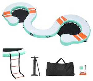 Piattaforma galleggiante gonfiabile - Piattaforma per il nuoto - Dimensioni 4,57 x 1,83 m - Superficie antiscivolo - Scala rimovibile - Borsa per il trasporto - Isola galleggiante - Adatta per piscina, spiaggia e mare