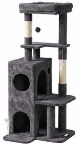 AllMyPets Tiragraffi per Gatti Alto 132 cm con Pali in Sisal Cuccia e Casetta colore Grigio Scuro