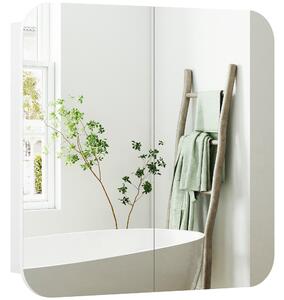 HOMCOM Armadio da Bagno con Specchio Design con Bordi Curvi 2 Porte Mensole Regolabili 68x13x66 cm Bianco | Aosom Italy