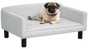 PawHut Divano per Cani Taglia Media e Piccola Vellutato con Cuscino, Braccioli e Schienale, 82x54x36 cm, Grigio Chiaro | Aosom Italy