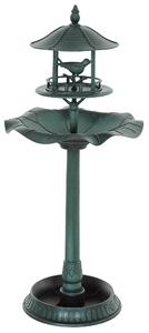 Outsunny Abbeveratoio per Uccelli da Giardino, Fontana Decorativa in Polipropilene, Ø50x113 cm, Verde Ottone | Aosom Italy