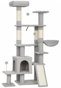 AllMyPets Tiragraffi per Gatti Multilivello 152 cm con 4 Pali per Gatti da Interno colore Grigio Chiaro