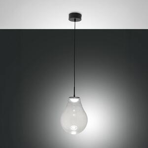 Fabas Luce Lampada LED a sospensione Noa, trasparente, vetro, Ø 25 cm, CCT, dimmerabile, Chiaro / Trasparente, Soggiorno / Sala da pranzo, Vetro, Moderno