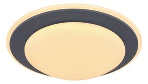 Globo Lighting plafoniera metallo bianco, acrilico opale, grafite, ø: 395mm, H: 100mm, incl. LED 24W 230V, sorgente 2400lm, potenza 1300lm, 3000K