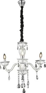 Lampadario Globo Lighting in metallo bianco, vetro, cristalli K5 chiari, ø: 610mm, H: 1500mm, escl. 3x E14 40W 230V