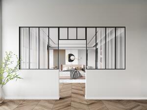 Vetrata atelier con sopraluce 2xL120xH130 + L83xH40cm in Alluminio termolaccato Nero - Lotto di 2 - BAYVIEW