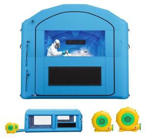 Cabina di verniciatura gonfiabile - Cabina di verniciatura a spruzzo, tenda per verniciatura, dimensioni 6 x 3 x 2,5 metri - Con ventilatori - Filtro a carbone attivo - Finestre in PVC - Adatta per ATV, motocicli e mobili - Portatile - Blu