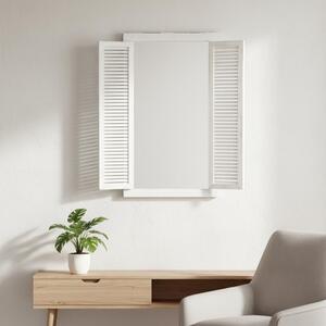Mucola specchio da parete con persiane specchio 72CM armadio specchio specchio finestra specchio legno bagno specchio decorativo - bianco