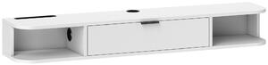 HOMCOM Mobile TV sospeso, per televisori fino a 127 cm, cassetto ribaltabile, 2 ripiani 120x24x16cm, Bianco | Aosom Italy