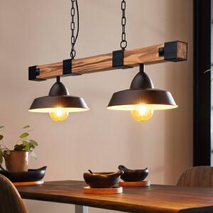 EGLO Lampada a sospensione Oldbury, dimmerabile, Legno scuro, Soggiorno / Sala da pranzo, Legno, Campagna / Rustiche, Lampada a sospensione