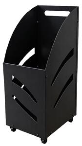 Portalegna a Box Livigno 32x42x80h cm con Ruote in PP e Manico in Acciaio Verniciato Nero