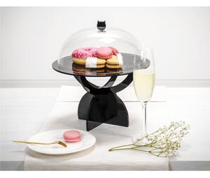 Alzata, Tortiera Porta dolci o Frutta con campana in Plexiglass SMALL Dimensioni �27 xh17,5 cm - colore nero lucido