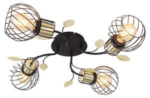 Lampada a soffitto, 4 luci, struttura in metallo a rete, colore nero, diametro 58 cm