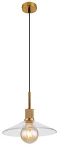 Globo Lighting lampada a sospensione in metallo color ottone, opaco, vetro trasparente, cavo PVC nero, ø: 280mm, H: 1200mm, escl. 1x E27 60W 230V