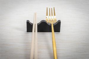 Poggia Posate Serving, supporto per posate universale in plexiglass dimensioni 8x1,2 h 3 cm accoglie 2 posate colore nero