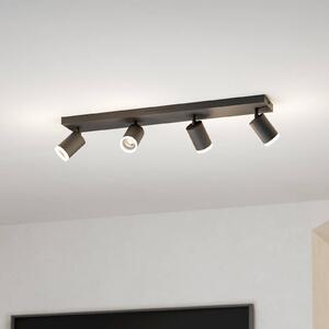 EGLO connect Faretto LED Smart Melitello-Z, a 4 luci, nero dimmerabile, Nero, Soggiorno / Sala da pranzo, Alluminio, Moderno
