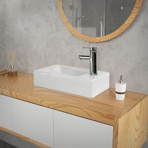 LuxeBath Lavabo Lavabo da appoggio Square, 46x26x11 cm, bianco, Vetroceramica, foro per rubinetto a destra