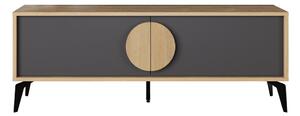 Tavolo TV in rovere decorato in colore nero e naturale 140x51 cm Vae - Marckeric