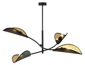 Lampadario a sospensione con supporto rigido LOTUS 4xE14/10W/230V nero/oro