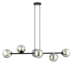 Lampadario a sospensione con filo ROSSI 6xE14/10W/230V nero/grigio