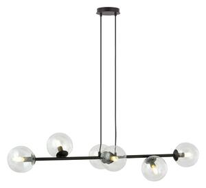 Lampadario a sospensione con filo ROSSI 6xE14/10W/230V nero/limpido