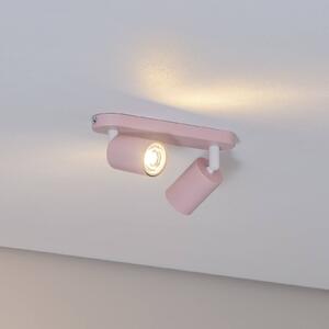 TK Lighting Faretto da soffitto Livia, rosa, 35 cm, a 2 luci, metallo, GU10