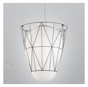 SIRU - Lampadario a sospensione con filo SEGNI 1xE27/60W/230V nero/bianco Vetro veneziano