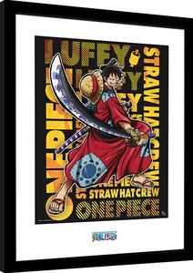 Quadro One Piece - Luffy in Wano Artwork, Poster Incorniciato