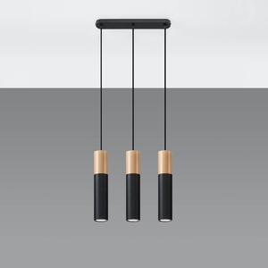 Lampada a Sospensione 3xGU10 PABLO 3 Nera in Legno e Acciaio