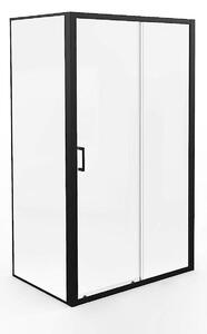 Cabina doccia 80x120 Marwell vetro Factory ingresso frontale, nero, 80 x 120 x 200 cm - Cabina doccia con telaio in alluminio nero opaco - Cabina doccia con porta scorrevole