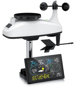 Stazione meteo wireless Brandson con sensore esterno, stazione meteo wireless, 7in1, WLAN, controllo app WiFi Tuya Smart Life, temperatura, umidità, pressione dell'aria, anemometro, pluviometro, visualizzazione tendenze