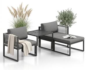 Mucola gruppo di sedute alluminio balcone set salotto resistente alle intemperie antracite giardino lounger tavolo balcone mobili terrazza mobili da esterno giardino