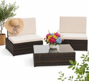 Gruppo di sedute Mucola set da giardino in polyrattan 2 poltrone e tavolo salotto da giardino mobili da giardino set da pranzo - marrone